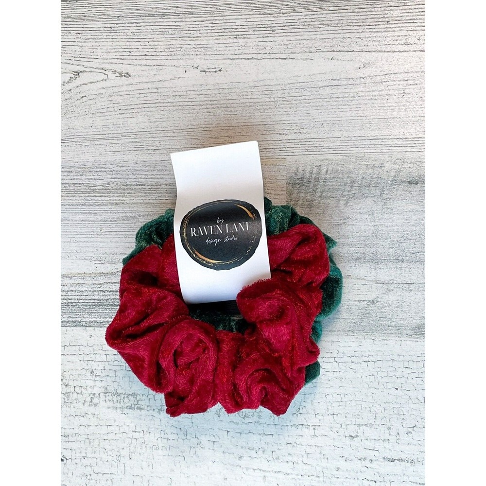 Red & Green 2 Pack Scrunchie | Big Scrunchies Fashion Hair Ties Small Volume